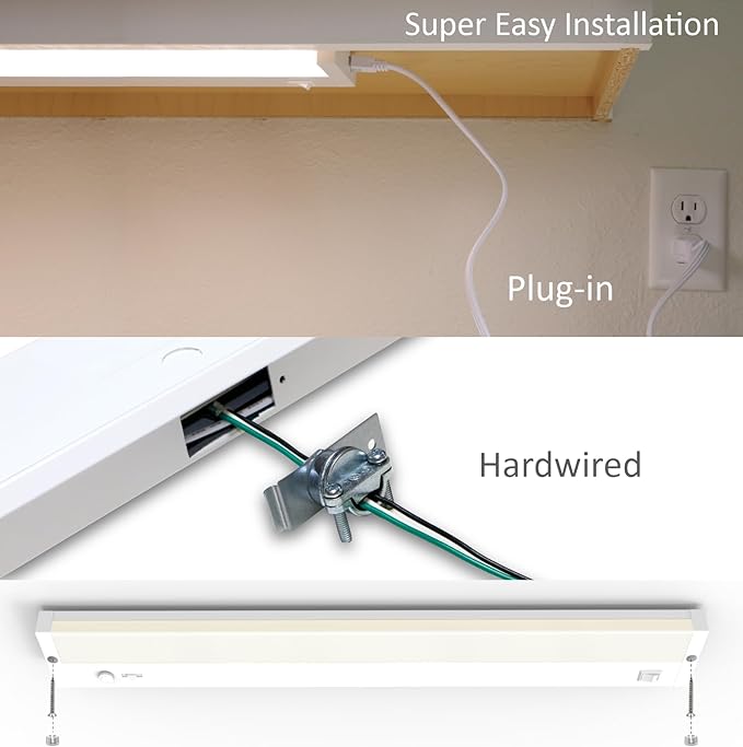 Under Cabinet Lighting Plug in or Hardwired Built-in Dimmer, 32 Inch 16W, 5CCT 2700/3000/3500/4000/5000K, Linkable Counter Lights for Kitchen, ETL Dimmable LED Light Fixture, White