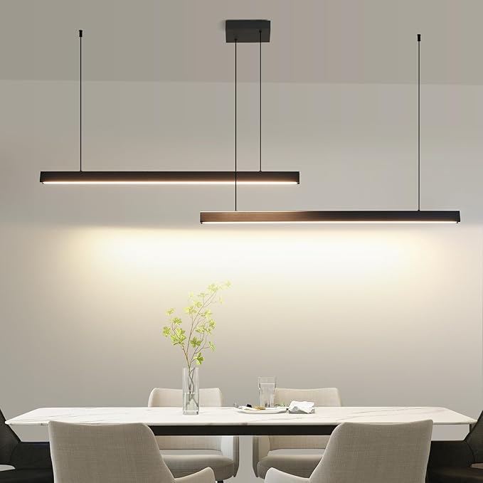 Modern 2-Light Chandelier, 39IN+39IN Pendant Light Fixtures Hanging with Remote Control 3000k-6500K Adjustable Color Temperature，Aluminum Island Lighting Lamp for Dining Room, Living Room