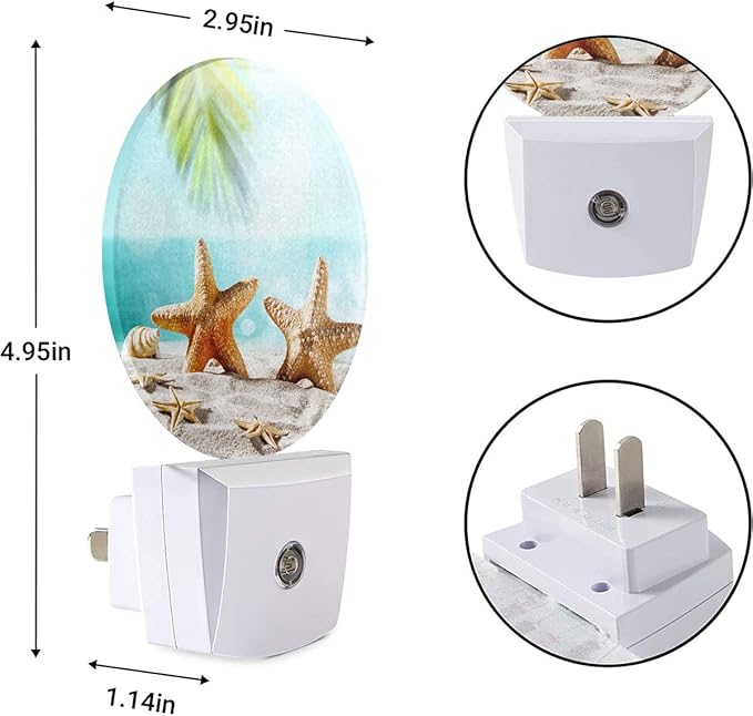 EKOBLA Starfish LED Night Light Summer Sea Ocean Coastal Beach Nautical Plug-in Nightlights Auto Sensor LED Dusk to Dawn Light for Boys Girls Men Women