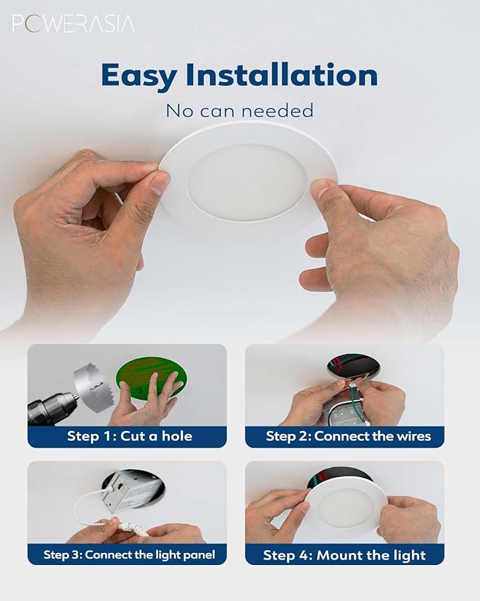 2 Pack Recessed Lighting 8 Inch with Junction Box, 5CCT 8 Inch LED Recessed Lights Dimmable 2700K/3000K/4000K/5000K/6000K, 18W 1400lm Ultra Thin Recessed Lighting - ETL and Energy Star Certified