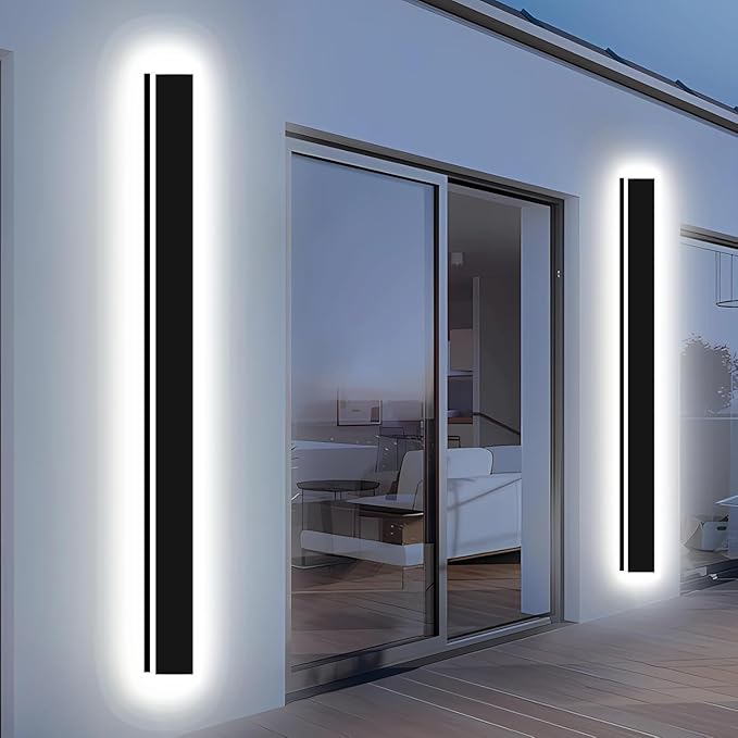 31in Modern Outdoor Lights Fixture,4.33in Wide Dimmable Exterior Wall Lights for Garage and Front Door,Long Outdoor Wall Sconce IP65 Waterproof,Black LED Outdoor Entrance Lighting