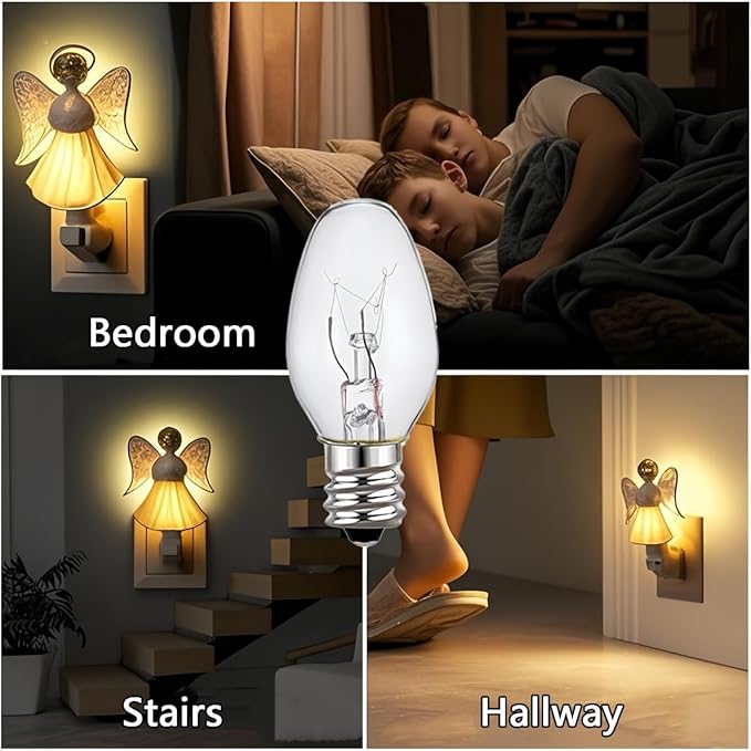 Night Light Bulbs,E12 Candelabra Base,4 Watt/C7/120V Decorative Bulb,Warm White,6 Pack
