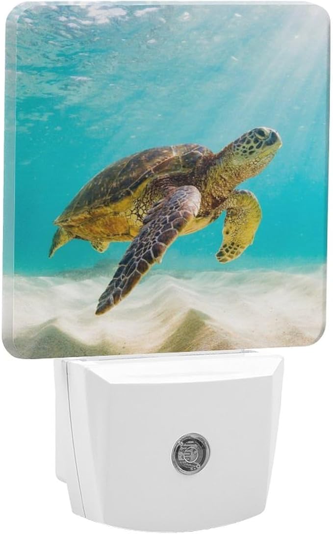 Plug-in LED Night Light, Dusk to Dawn Sensor Smart Nightlight for Bedroom Bathroom Kitchen Hallway Stairs – Soft White Glow, Energy Efficient, Compact & Safe Design -Sea Turtle