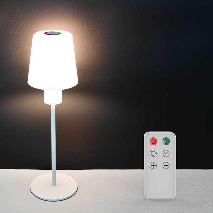 5000mAh Rechargeable Cordless Table Lamps, RGB Colors and Warm Light Stepless Dimming, LED Desk Lamp for Bedroom/Couple Dinner/Desk/Cafe/Dining Room/Terrace (1)
