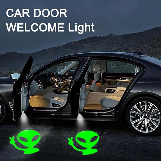 2PCS Car Door Lights,Dragonfly Door Lights Logo Projector LED Shadow Welcome Lamp,Car Accessories Dragonfly Gifts for Women Men,Suitable for All Vehicles Motorcycle Bike (Alien)
