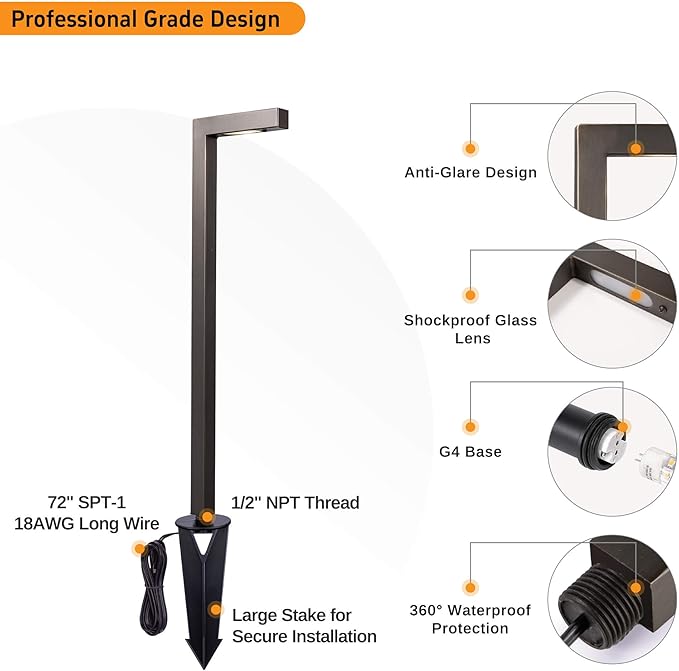 Gardenreet Outdoor Brass Pathway Lights, Low Voltage Landscape Path Lighting Wired, 12v Walkway Light LED Waterproof, Bronze for Outside Garden Yard Driveway with 3W 270LM 3000K G4 Bulb (12 Pack)