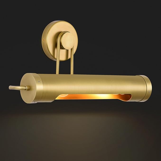 18in Picture Lights Hardwired Brass Picture Light, Gold Modern Picture Light for Wall, 360°Rotatable Art Light Gallery Lights, Wall Sconces for Painting Display Artwork Portrait