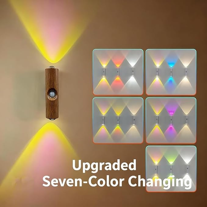 Rechargeable Smart LED Motion Sensor Ambient Light, Smart Sensor Magnetic Rechargeable LED Lights, Color Changing Motion Sensor Light, Wireless Magnetic Wall Lamp for Bedroom (2pcs 7colors white)