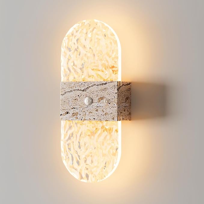 Magnetic Wall lamp Without Wiring,USB Charging Modell,Human-Sensing Ambient Night Light，led Wall lamp，No Wiring Required (Oval Style - Yellow cave Stone)