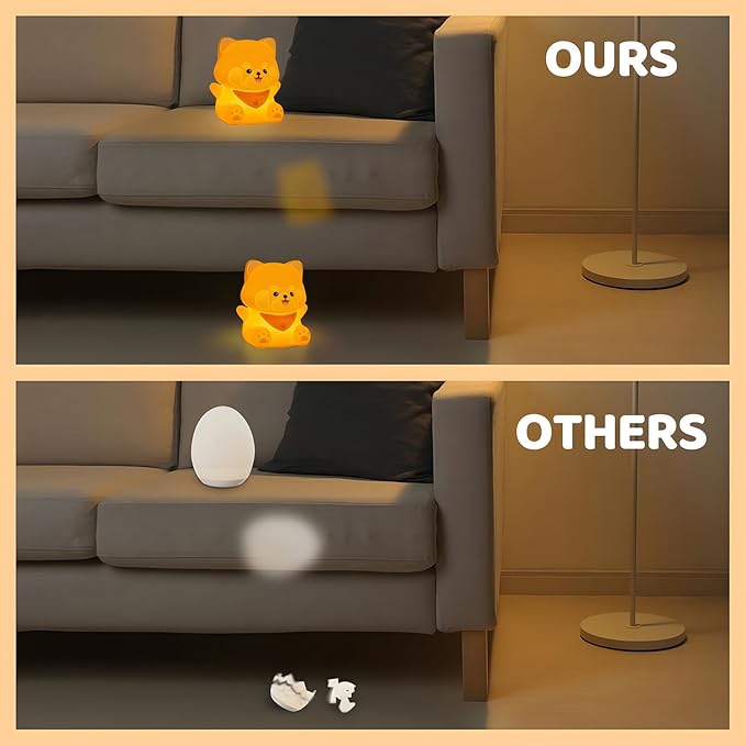 Red Panda Night Light, Squishy Silicone Lamp for Kids - Tap Control 2 Brightness, 50H Battery & Auto Timer, Cute Valentines Gifts for Boys Girls, Bedside Nursery Desk Decor