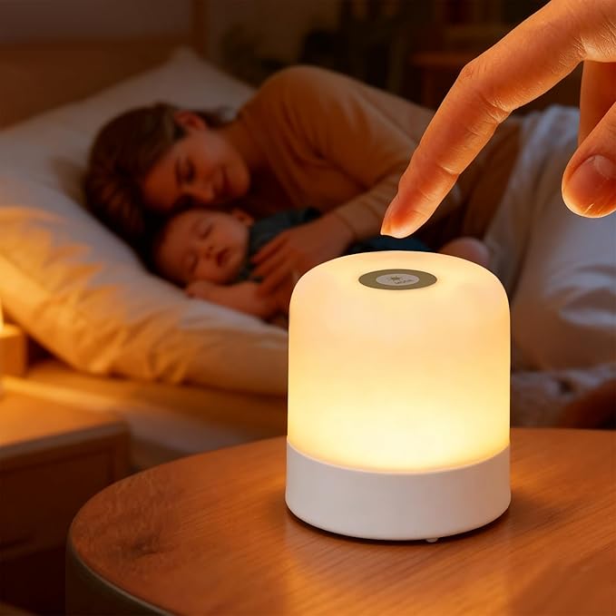 Portable Baby Night Light, 2400mAh, 3 Color Egg Light for Nursery, Rechargeable Small LED Lamp, Dimmable Touch Night Light,for Toddler,Kids,Adults