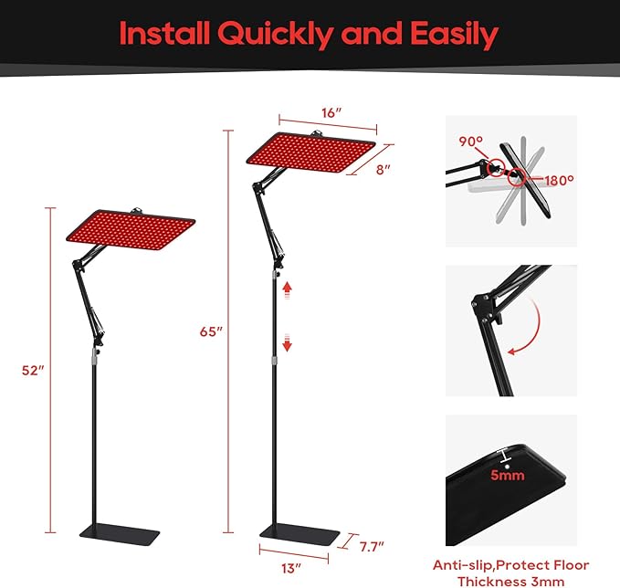 Morfone Advanced Red Light Therapy Lamp for Full Body & Face - 200 LED Tri-Wavelength (660nm, 850nm, 940nm) Large Panel with Adjustable Stand, Protective Glasses for Home Use, Gift for Women Girls