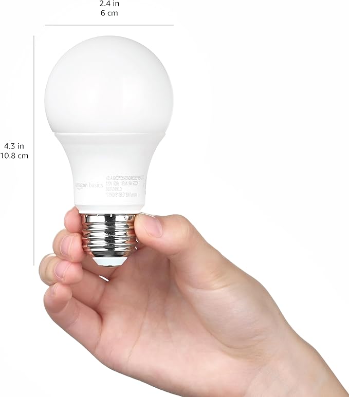 Amazon Basics A19 Dusk to Dawn Sensor LED Outdoor Light Bulb, 60W Equivalent, Energy-Efficient 9W, Daylight 5000K, E26 Base, 10,000 Hours, 2 Count (Pack of 1)