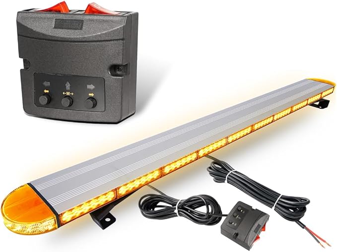 ASPL 49 inch Low Profile Emergency Strobe Lights Bar Rooftop Full Aluminum Flashing Warning Security Traffic Advisor Hazard Light for Trucks Tow Construction Vehicles(Amber)