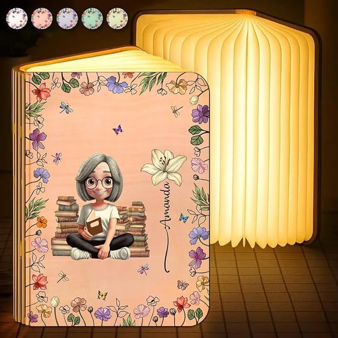 Personalized Book Lamp - Reading Lover Gift, Literary Décor Light, Cozy Night Lamp for Book Enthusiasts, Inspirational Desk Accent, Unique Collector’s Display - Just A Girl Who Love Reading