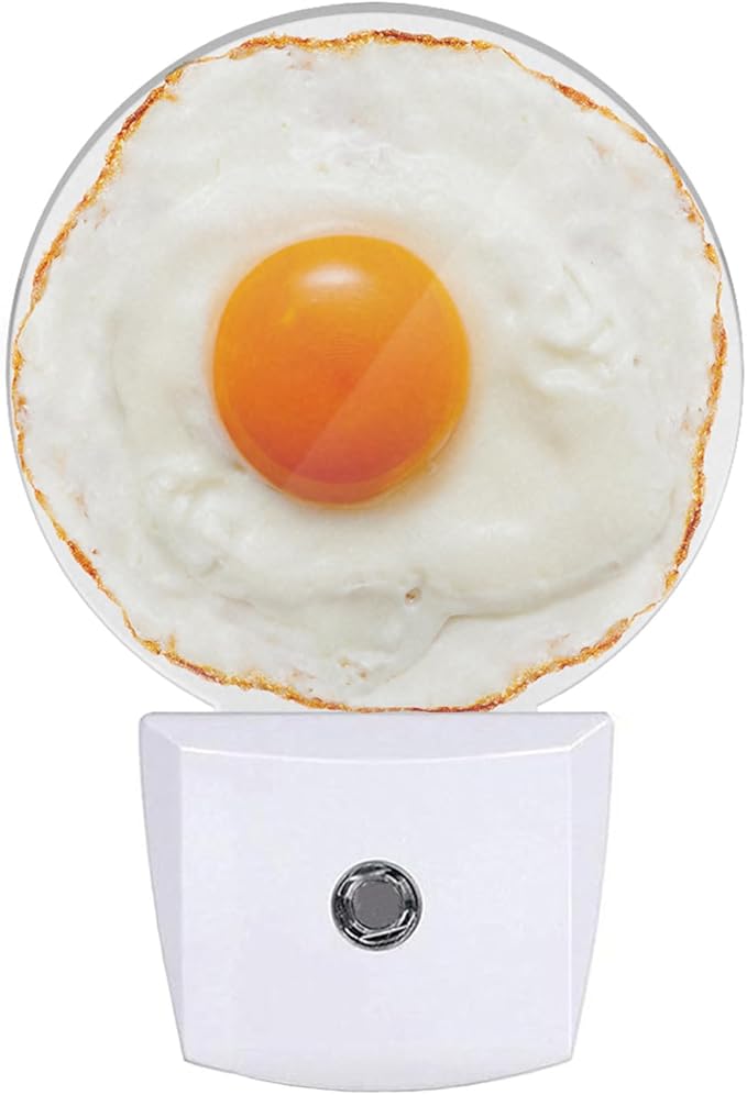EKOBLA Fired Egg Funny Plug-in Nightlights Food Pattern Night Lights Plug into Wall Home Auto Sensor LED Dusk to Dawn Light for Bedroom Bathroom Kitchen Corridor