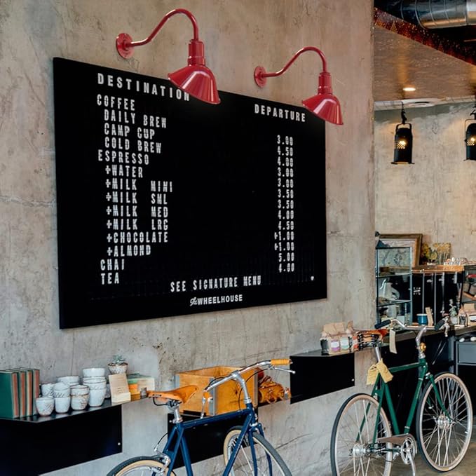 Steel Lighting Co. Venice Store Sign Light | for Outdoor Restaurant Accent Wall | 9 inch Dome | 23 inch Gooseneck | Made in America | Matte Black Exterior/Brass Interior