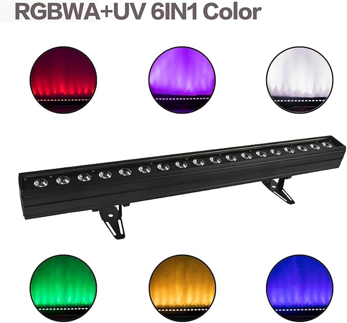 SHEHDS Stage Wash Light Bar LED 18x18W RGBWA+UV 6IN1 Lighting Wall Washer Light, Strobe Effect DMX512 Control DJ Lighting for Night Club Disco Club Wedding Bar Holiday