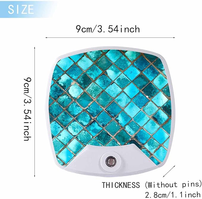 LED Square Night Light,Square Bright Glass Mosaic LED Night Light Plug into Wall with Dusk to Dawn Light Sensor White Energy Efficient Nightlight for Bedroom Hallway Living Room Kitchen