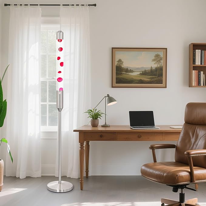 59-Inch Liquid Motion Lamp,Magma Lamp, Mood Relaxation Light，Suitable for Home Decoration, Living Room, Office, Bedroom, café (59 inch Clear Water red Wax/Silver)
