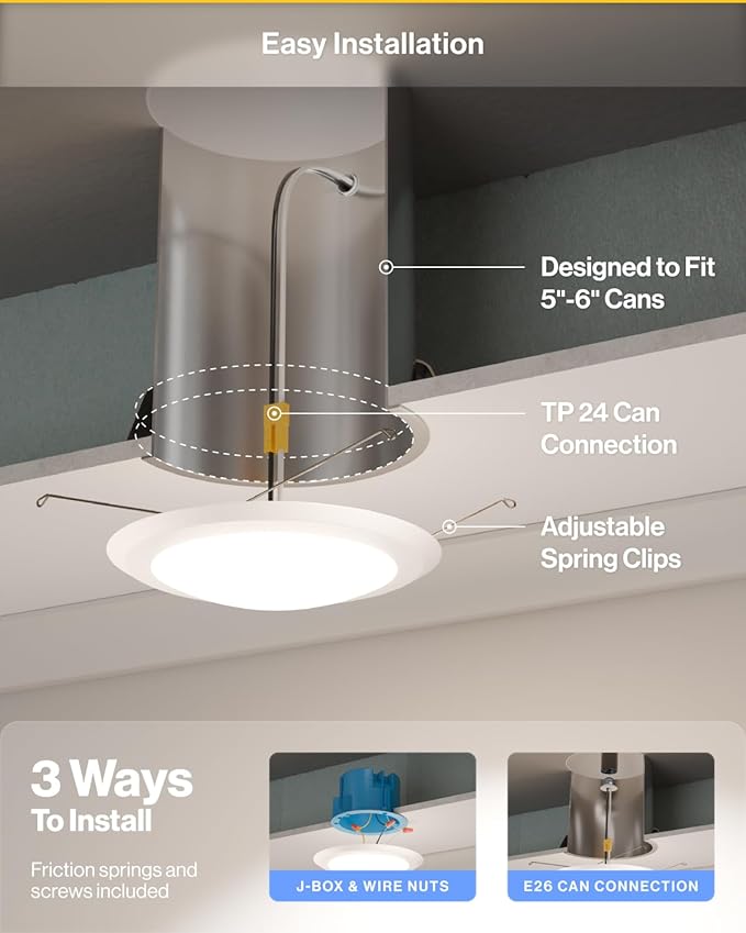 Sunco 18 Pack LED Disc Lights Ceiling 6 Inch, Flush Mount Disk Light, Recessed Can Lighting, 1050 LM, 15W (75W Equivalent), Selectable CCT 3000K/4000K/5000K/6000K/6500K, Dimmable, Damp Rated ETL