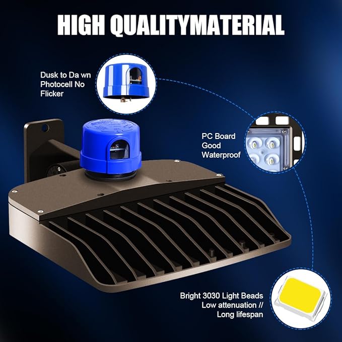 Juyace 150W led Parking lot Light Dusk to Dawn Outdoor Lighting Commercial Flood IP65 Waterproof 5000K Wall Mount 100-277V Shoe Box Street Yard Security Area（3 Pack