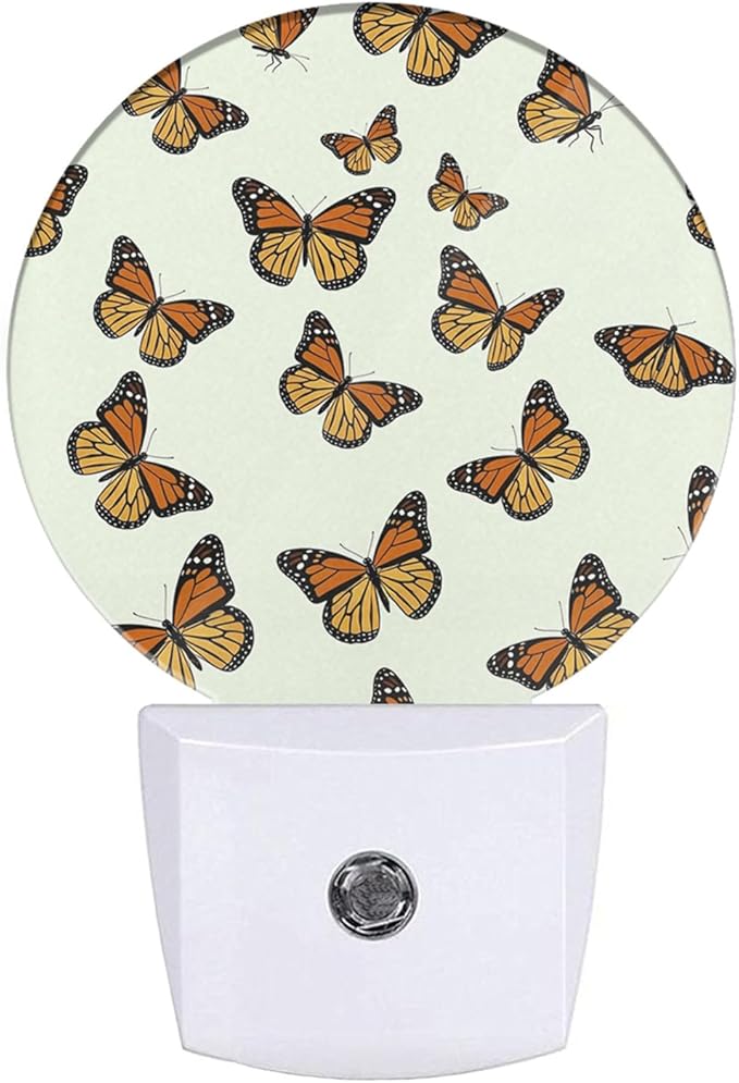 Plug-in Monarch Butterflies Night Light Sage Green Nightlight with Dusk to Dawn Sensor, Auto On/Off 0.5W Energy-Saving LED Lighting for Men Women Boys Girls Gift