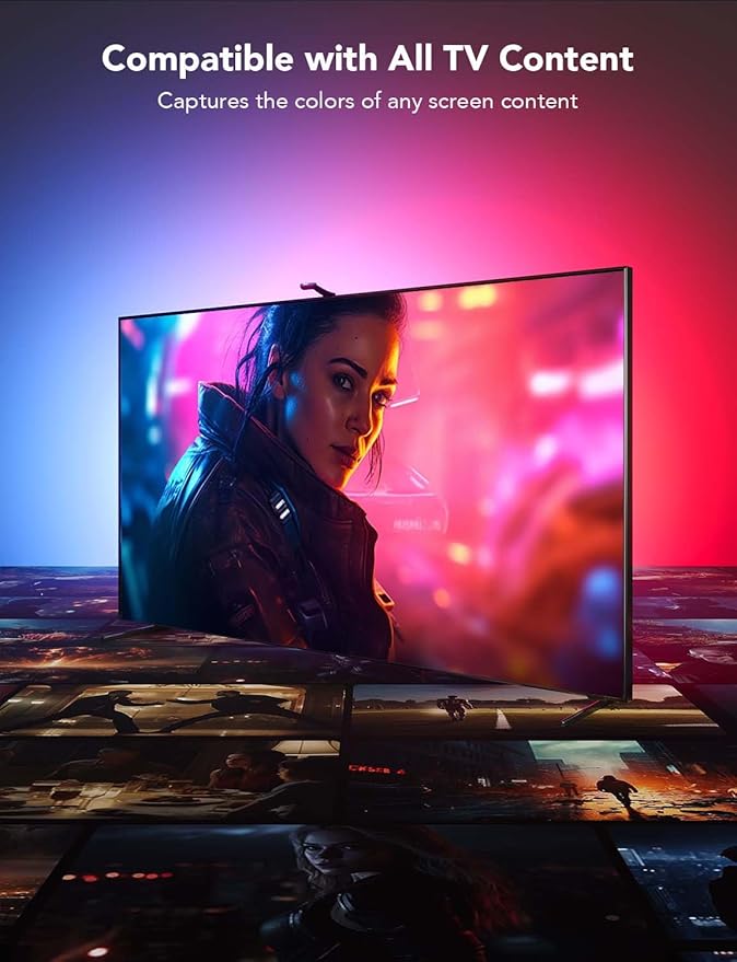 Govee Envisual TV Backlight T2 with Dual Cameras, 16.4ft RGBIC Wi-Fi LED Backlights for 75-85 inch TVs, Double Light Beads, for Home Decorations, Smart App Control, Music Sync