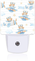Cute Adventure Bear in Airplane Night Light, Cartoon Animal Dusk to Dawn Night Light Plug in,0.5w Energy Saving Sleep Friendly NightLight for Kids Boys Girls Home Decor