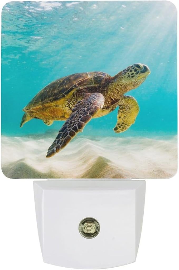 Plug-in LED Night Light, Dusk to Dawn Sensor Smart Nightlight for Bedroom Bathroom Kitchen Hallway Stairs – Soft White Glow, Energy Efficient, Compact & Safe Design -Sea Turtle