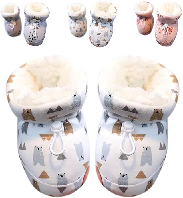 Warm Fur Baby Boots, 2024 New Warm Cozy Fleece Baby Booties, Winter Snow Anti-Slip Soft Sole Warm Sock Shoes
