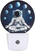 Plug-in Astronaut Night Light Planets Moons Cosmic Meditation Night Lights Plug into Wall with Auto on/Off Sensor, 0.5W LED Nightlight for Bedroom Bathroom Kitchen Hallway