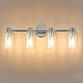 4 Light Bathroom Wall Light Fixtures Chrome Bathroom Wall Sconce with Clear Glass Lights Over Mirror Vanity Lights E26 Base