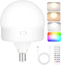 Yochoice E12 Rechargeable Battery Operated Light Bulb with Remote, Dimmable LED Bulb with 15 Colors Selectable & 3 Timer, Wireless Detachable Puck Light Bulb for Wall Sconce, Non-Hardwired