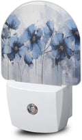 Blue Flower Night Light, Vintage Nightlight Plug into Wall with Dusk to Dawn Sensor, LED Lamp Energy Saving Lights for Men Women Boys Girls,Lamp for Bedroom Bathroom Hallway