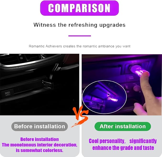 1 Pack Car LED Lights Interior, USB Light for Car Decor & Bedroom, Touch Dimmable Ambient Lighting, Mini Glass Bottle Night Light for Camping Gifts-Pink