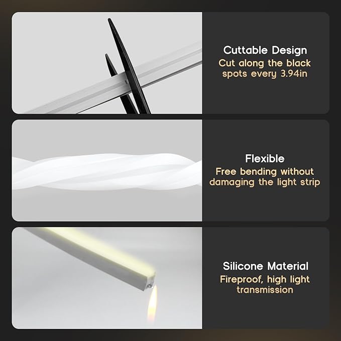 LED Strip Lights Neutral White 4000K,16.4ft 110-120V Neon Rope Lights,Flexible Silicone Outdoor Waterproof Neon Strip Lights for Bedroom,Mirror,Kitchen Cabinet, Living Room,Halloween Decor