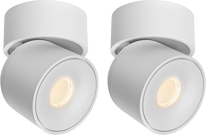 Aisilan LED Ceiling Spotlight Indoor Dimmable 2 Pack, 7W White Directional Accent Light, Adjustable Modern Wall Spot Light, Warm White CRI 97, for Living Room Bedroom (Install Upgrade)