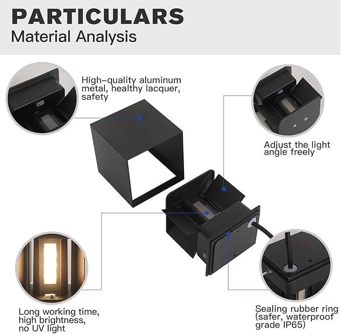 20W 2Pack Led Black Outdoor Wall Sconces Light Fixtures Modern Exterior/Interior Waterproof Porch Wall Mounted Lighting Outside Wall Lamps for Garden Shop Yard Patio Home Entryway Park Staircase