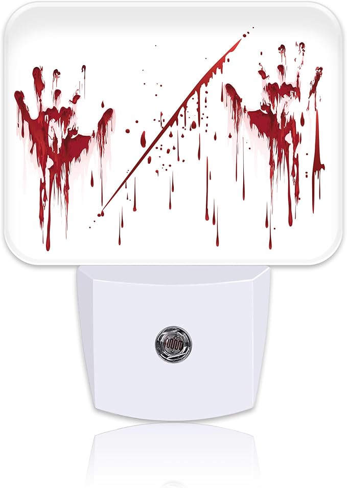 Halloween Horror Bloody Handprints Night Light Plug into Wall, Halloween Night Light with Dusk to Dawn Sensor for Kid Girls Boys Women Men Bedroom, Hallway, Kitchen, Bathroom, Stairs Decor
