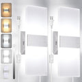 TRLIFE Wall Sconces Plug in, Adjustable 4 Color Temperature Modern LED Wall Sconce, 12W Acrylic Wall Mounted Light Set of 2 Wall Lights with 6FT Plug in Cord for Bedroom Bedside(2 Pack, Silver)