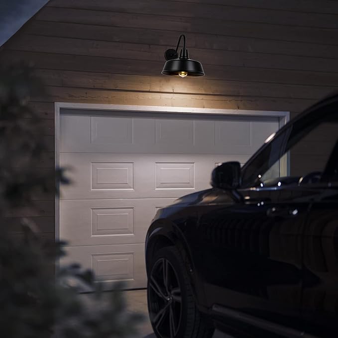 Outdoor Gooseneck Barn Light - Exterior Fixture Sconce Wall Light for Farmhouse, Dusk to Dawn Sensor Front Door Porch Garage Patio Lighting (12.6 inch（2 PCS）)