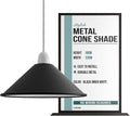Black with White Interior Cone Pendant Light Shade Metal Farmhouse Hanging Light Fixture Replacement Lamp Shade for Ceiling Fan or Kitchen Island Lighting (Black Inner White, Pack of 1)