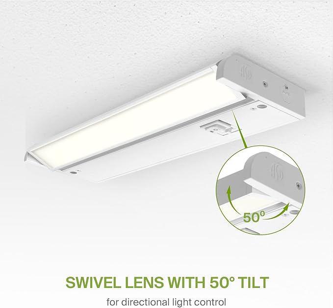 ASD Swivel LED Under Cabinet Lighting, 12 Inch 5W, Hardwired or Plug-in, 2700K/3000K/4000K, Hi/Low Switch, Rotatable Lens, Dimmable Linkable Under Counter Light for Kitchen, ETL & Energy Star