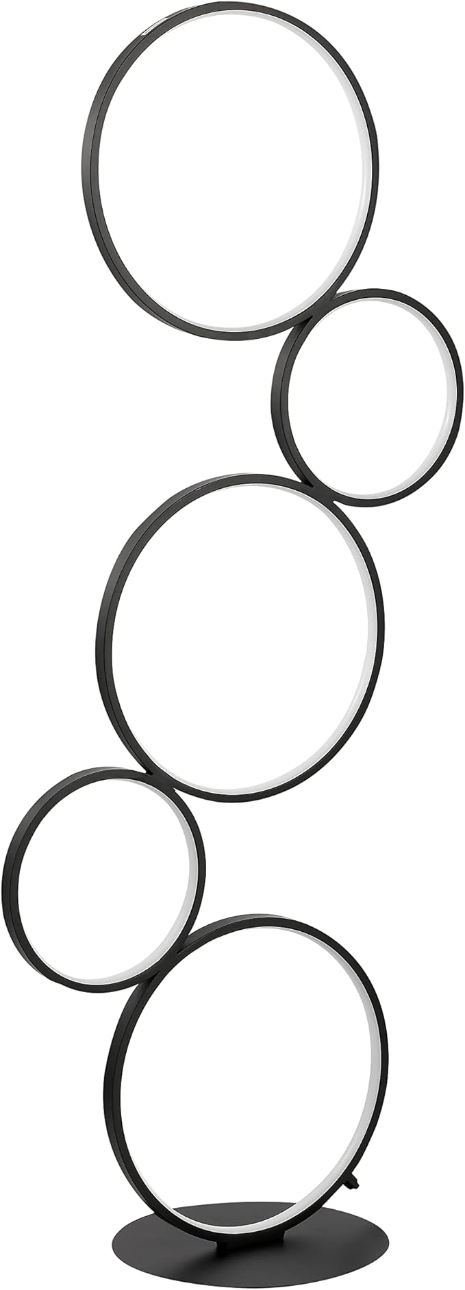 JONATHAN Y JYL7103A Pluto Stacked Circles 45" 5-Light Contemporary Modern Iron/Aluminum Integrated LED Floor Lamp Standing Reading Lamp for Bedroom Living Room Office, Black, 18.0 in