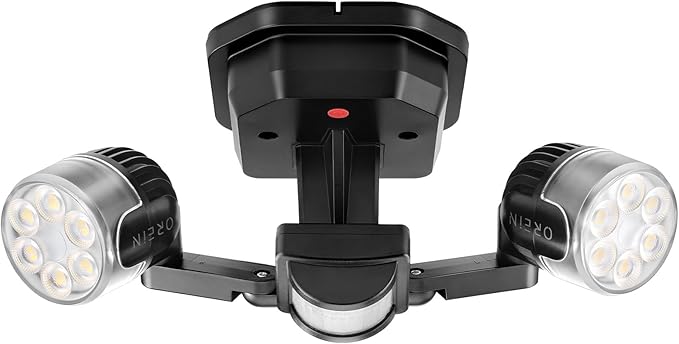 OREiN Motion Sensor Outdoor Lights, 3500LM 450° Adjustable Security Light Dimmable Dusk to Dawn Flood Lights Outdoor, 180° Motion Sensor Lights for Front Door, Garage, Stairs, Black (Hardwired)