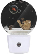EKOBLA Funny Cat and Fish Night Light Black Cat Play Gold Fish Bubbles in Bathtub Night Lights Plug into Wall Home Decor Cute Nightlight for Men Women