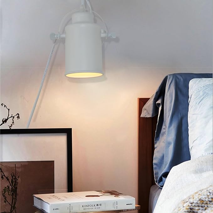 Industrial Lighting Ceiling Spotlight,Vintage Wall Mount Lights, Rotate Head, Plug in E26 Base, Decor for Indoor Living Bedroom or Loft Cafe bar Lighting 2 Pack (White,No Bulb)