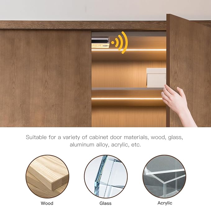 Cabinet Light 6-in-1 COB LED Strip, Dual Door Sensor, Adhesive & Cuttable for Wine, Shoe, Wardrobe, Display