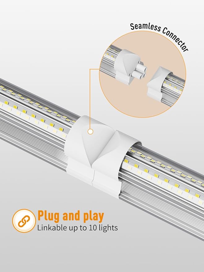 LED Shop Light, 25W 3750LM 6000K Super Bright, Plug and Play, Linkable Utility Shop Lights for Garage, Cabinet, Workbench, Workshop (6 Pack)